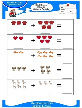 Çocuklar İçin toplam işlemi yaprak testleri 